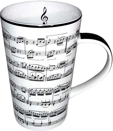 Lesser & Pavey - Tazza per cappuccino, in porcellana finissima, LP93667A, motivo: note musicali