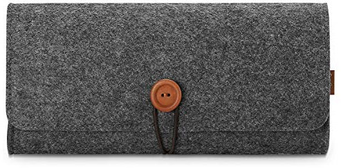 ProCase Filz Trage Tasche Hülle Etui Sleeve Brieftache für Nintendo Switch Lite 2019 mit 5 Spielpatronenhaltern,Ultra Dünn Reise Tragetasche Schutzhülle, Felt Carrying Case Pouch – Schwarz-grau