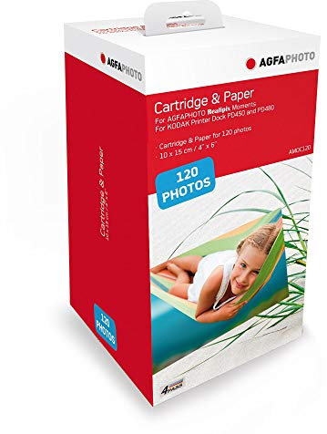 AGFA PHOTO - Cartouche et papiers photos format 10 x 15 cm - AMOC - Compatible AGFA PHOTO Realipix Moments et KODAK PD450, PD460, PD480 et PD450WIFI