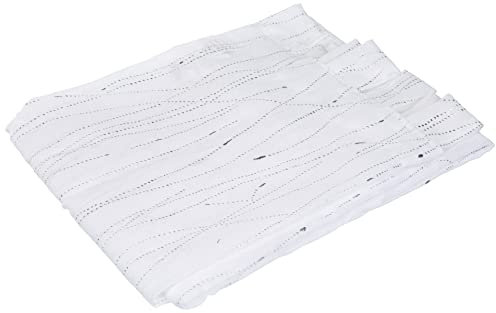 Douceur d'Intérieur - Coppia di tende dritte con passanti, in voile, color sabbia, 2 pezzi, 45 x 160 cm, con applicazioni filiane color bianco