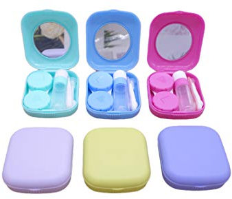 Kuanfine 6 Pack Contact Lens Case Kit Cute Travel Contact Case, All in One Soak Storage Container with Mirror Bottle Tweezers Contact Applicator