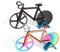 2 Pack Bicycle Pizza Cutter Wheel with Holder, Kitchen Stainless Steel Pizza Tool, Dual Wheels for Pies, Waffles, Dough Cookies(Two Color)