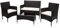 Mendler Poly-Rattan Garnitur HWC-F55, Balkon-/Garten-/Lounge-Set Sofa Sitzgruppe - braun, Kissen Creme