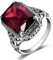 DJMJHG Rechteck Vintage rote Rubinringe für Frauen Edelstein Silber 925 Schmuck Ring Party Geschenke 10