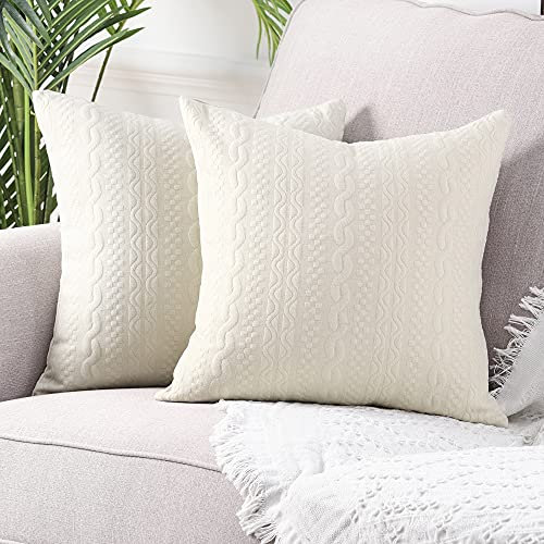Yaertun 2er Set Superweichen Kissenbezüge Dekokissen Kissenbezug Sofakissen Dekorativ Couchkissen Kissenhülle Bezug Weich für Wohnzimmer Schlafzimmer 18x18 Inch, 45x45 cm Beige