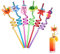 Ulife Mall Reusable Drinking Straws Marine Animals Summer Ocean Party Straw Curly Hard Plastic Straws Kids Birthday Party Decorations Supplies Family Reunion Favors - Pack of 6