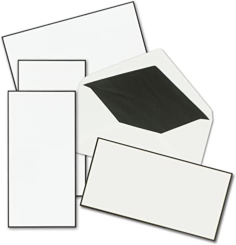 25x Trauerkarten Sets - DIN Lang Einzelkarten mit gefütterten Umschlägen - beides mit handgemachter schwarzer Rand - Karten ohne Falz