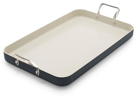 GreenPan CC006560-002 Double Burner Griddle, Ceramic, Black