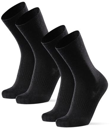 DANISH ENDURANCE Merino Liner Wandersocken, Unterziehsocken, Anti-Blasen Socken, Unisex, für Herren & Damen, 2 Paar, Schwarz, 35-38
