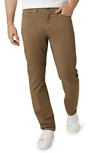 Chaps Men's Pants - Casual Slim Fit Cotton Stretch 5 Pocket Modern Chino Dress Pants - Work Pants for Men, Size 32W x 30L, Deep Khaki