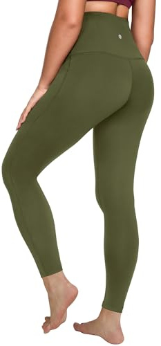 QUEENIEKE Women's High Waisted Yoga Pants 27 - Tummy Control Workout Leggings for Running Gym Training (Wild Pine, Medium)