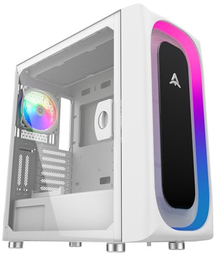 ALSEYE Ai-Pro White ARGB Mid-Tower E-ATX PC Gaming Case, Pre-Installed a Halo-Pro ARGB Fan, USB 3.0 Type-C Ports Contained