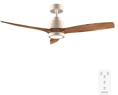 Cecotec Ventilador de Techo con Luz EnergySilence Aero 5295 GoldBlack 35 W con motor DC y 52” con luz LED de 18W, mando a distancia, temporizador y 6 velocidades