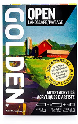 Golden Artist Colors, Acrílicos de secado lento OPEN, juego de paisaje de 8 colores