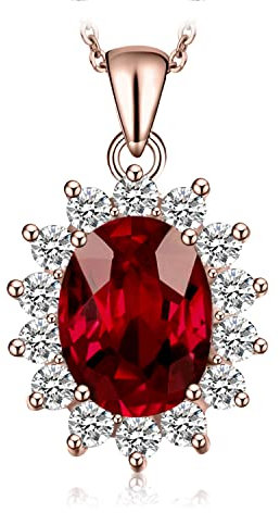 JewelryPalace Oval 2.5ct Echt Garnet Prinzessin Diana Kate Middleton Kette Anhänger, Schmuck Set Rot, Halsketten Damen Silber 925 Collier Edelstein Mädchen, Ketten für Frauen Geschenk Rosegold 45 Cm