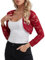 fuinloth Bolero Shrugs for Women Lace Cardigan Wedding Long Sleeve Elegant Wine Red