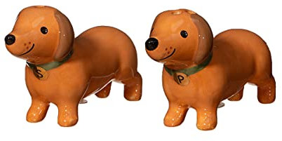 Sass & Belle Dachshund Salt and Pepper Set – Cute Ceramic Sausage Dog Shakers, Fun Tableware Gift, Quirky Kitchen Accessories for Condiments, Collectable Salt & Pepper Dispensers