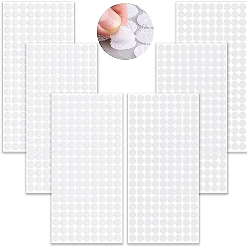 LABUYI 1000 Stück Klettpunkte Selbstklebend 10mm,500 Paar Klett Klebepunkte,Self Adhesive Klett Klebe Punkte,Hook and Loop Dots(Weiß)