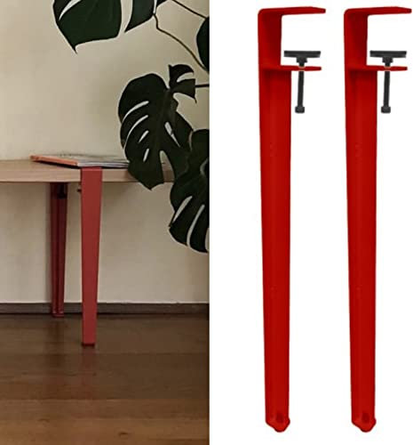NIANXINN F-Shape Industrial Iron Table Legs, 2pcs Adjustable Clip-On, Red, 71cm (40cm Height, Adjustable 0-2cm), 150 lbs Capacity, DIY Furniture Project, No Drilling Required