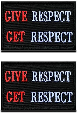 2 Stück Respekt geben Respekt bekommenGive Respect Get Respect Aufnäher bestickt Patch/Biker Patch Motorrad Flicken/Taktischer Applikation für Jeans/Leder/Uniform/Jacke/Rucksack