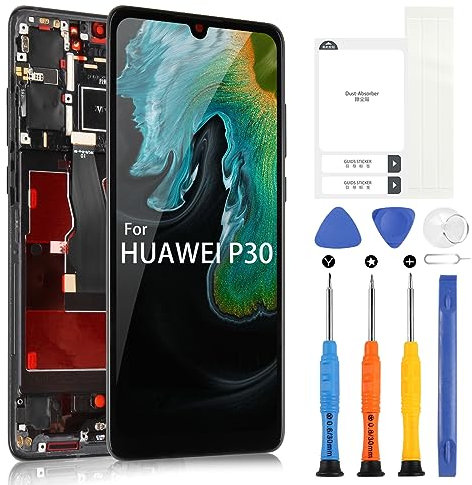 ARSSLY OLED LCD Display für Huawei P30 ELE-L29 ELE-L09 ELE-AL00 ELE-TL00 ELE-L04, Display für Huawei P30 Touchscreen, Digitizer Assembly mit Werkzeug (schwarz mit Rahmen)
