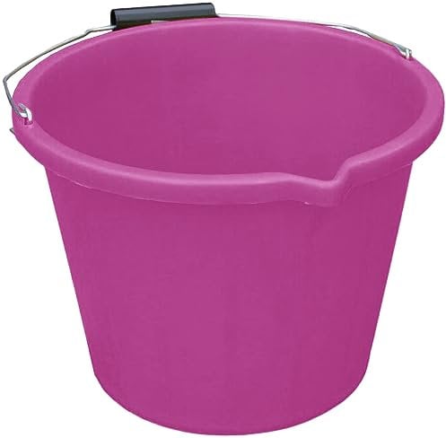Plastic Builders Bucket 3 Gallon 14 Litre Water Mixing Storage Strong with Measuring Guide, Handle And Spout - Pink Colour - Premium Quality Water Bucket With Strong Grip