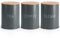 EHC Tea Sugar Coffee Canisters, Tea Sugar Coffee Containers Set of 3, Airtight Containers Jars, Grey