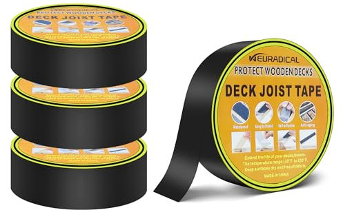 Neuradical Deck Joist Tape 2 x 50' für Decking, 4 Pack Butyl Deck Tape wasserdicht und Anti-Korrosions-Flashing Tape für oben auf Balken, Rim Joists, unter Balken und Balken (4 Rollen)