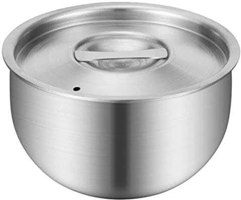 IMIKEYA 1pc Stainless Steel Steamed Egg Bowl Cake Containers Stainless Steel Mixing Bowls with Lids Japanese Soup Bowl Egg Custard Bowl Covered Stock Pot Food Serving Big Soup Bowl Large