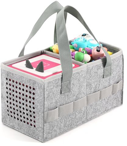 OUKNAK Carrying Case for Tonies Starter Set & Storage Bag for Tonies Figurine, Home Outdoor Hand Bag for Tonies Audio Player and Dolls Musical Toy Folding Bag for Kids Toniebox Accessories (Gray)