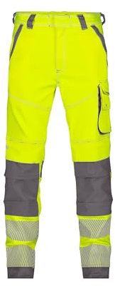 DASSY® Aruba Stretch-Warnschutzbundhose mit Kniepolstertaschen - Größe 46 - NEONGELB/ZEMENTGRAU