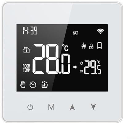 Thermostat Intelligent WiFi,Thermostat chaudiere gaz télécommande LCD pour chaudière à Eau, gaz, Thermostat connecté Chauffage au Sol, Compatible avec Chauffage au Sol