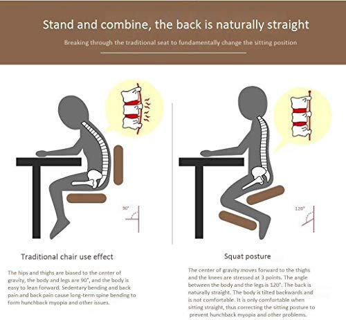 ZENFEKU Ergonomischer Yoga-Stuhl, Studio-Bürostuhl, ergonomischer Stuhl, orthopädischer Stuhl, Kniestuhl, Schreibtischstuhl, höhenverstellbar
