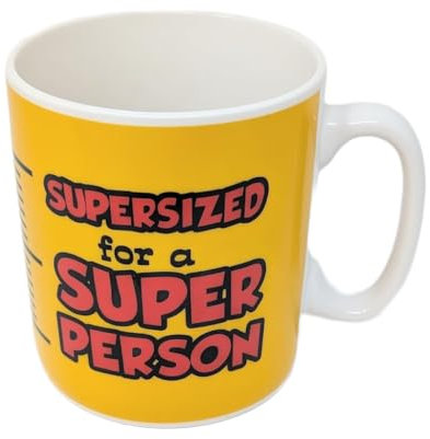 JRose Collections Giant Mug 900ml Jumbo Size - 'Supersized for a Super Person' - Large Coffee Mug - Yellow JR5100