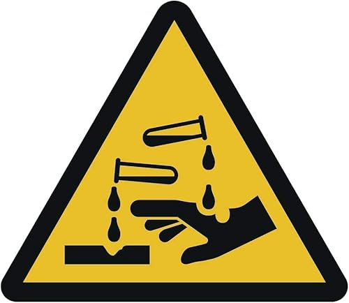Warnung vor ätzenden Stoffen Aufkleber Ø 10 cm gemäß ISO 7010, ASR A1.3 (wetterfest)