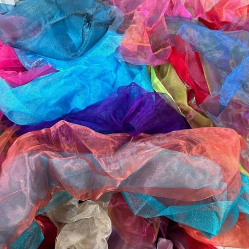 Organza Fabric Surprise Bag of Cut Offs & Scraps (Bag of Cut Offs) (500 Grams)