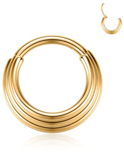 HENYQANN Septum Piercing Ring Conch Piercing Nasenring Piercing Daith Helix Tragus Knorpel Lippen Piercing Schmuck Gold Silber Rosgold Regenbogen Schwarz 16G 8/10mm