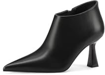 QUEEN HELENA Tronchetti Casual Eleganti Scarpe con Tacco con Zip Laterale Donna K3416 (Nero Pu, Sistema Taglie Calzature EU, Adulto, Donna, Numero, Media, 37)