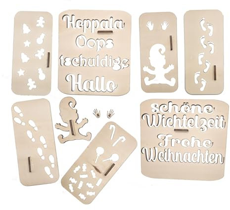 Panimel Wichtelschablonen-Set - zauberhafte Wichtelspuren Schablonen mit praktischem Griff, Wichtelzubehör, Wichtelabdrücke, für Weihnachtszeit