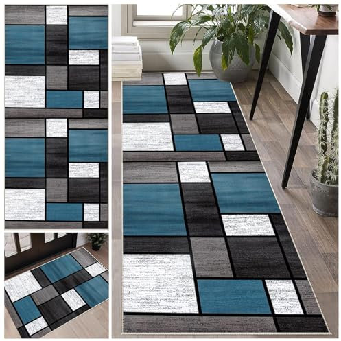 Teppich Läufer Flur rutschfest Langer Läufer Waschbar Kurzflor Küchenläufer, Korridor Teppich Läufer Teppich Eingangsbereich Innen 40 x 80 cm für Flur, Schlafzimmer, Küche, Eingang