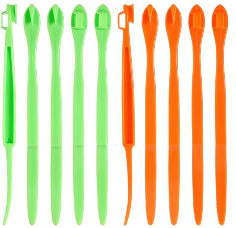 10stk Orangenschäler Werkzeug, Plastik Orangenschäler Zitrusschalenschäler mit Langem Griff Fruchtschäler Küchenzubehör Küchengeräte(Grasgrün & Orange)