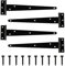 4 Pcs 10 Inch T Hinges, Heavy Duty Black Outdoor Tee Hinge for Wooden Fences, Gates, Barn and Shed Doors