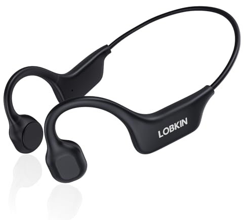 LOBKIN Auriculares Conduccion Osea, Open Ear Auriculares Deportivos Bluetooth 5.3, Cascos Oseos Inalambricos IPX5 Impermeables para Fitness, Correr, Conducir (Negro)