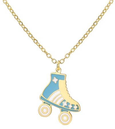 Dreamtimes Rollschuh-Anhänger-Halskette Rollschuh-Halskette Bunte Edelstahl-Rollschuh-Anhänger Sport-Anhänger-Halsketten Inspirierender Schmuck Geschenk für Frauen