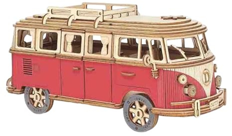 3D-Puzzle aus Holz, Turm Bus Retro-Modell für Kinder und Erwachsene, zum Bauen, Modell eines Touristenbusses, kreatives Bauset, Geschenk für Geburtstag und Weihnachten