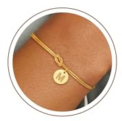 SLOONG Armband Damen Gold, 18K Vergoldet Knot Armband mit Buchstaben Teenager Mädchen Geschenke Armbänder Personalisiert Armkette Kinder Schmuck Geschenk Mädchen 5 6 7 8 9 10 11 12 Jahre