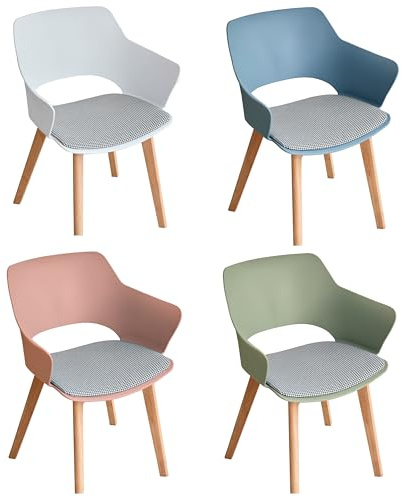 GrandCA HOME Juego de 4 Sillas de Cocina Nórdicas, Silla de Comedor con Patas de Madera Maciza, Sillas Tapizadas para Dormitorio, Sala de Estar, Cocina,Mezclar-2-N