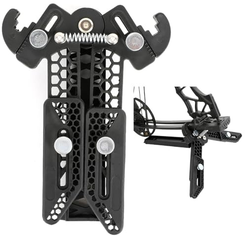 PYMUST Archery Compound Bow Stand Holder - Legs Bracket with Adjustable Kick Rack, Suitable for Shooting Bow Storage (Black)