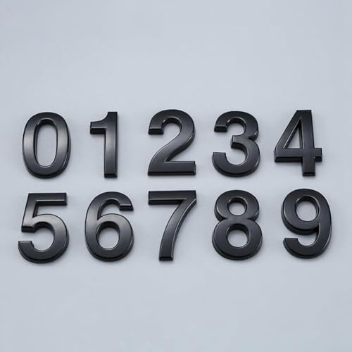Stylish Polished Chrome Door Letters – 70mm Flat 3D House Number & Address Sign Set for Garden, Office, Flat & Hotel Decor (ABS Resin Material)(Black)