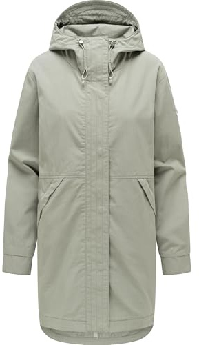Ragwear Damen lange Übergangsjacke leichter Oversize-Parka mit verstellbarer Kapuze und Schlüsselanhänger Lamyja B XS-XXL